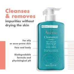 Avène Avene Cleanance Cleansing Gel 400ml - Cleanser For Oily Skin -Famous Skin Care Store Avene Cleanance Cleansing Gel400ml 2