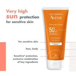 Avène Avene Sunscreen Lotion Face & Body SPF 50+ 100ml - For Sensitive Skin -Famous Skin Care Store Avene Sunscreen Lotion 2