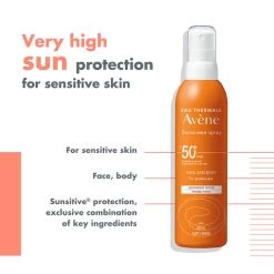 Avène Avene Sunscreen Spray SPF 50+ 200ml - For Sensitive Skin -Famous Skin Care Store Avene Sunscreen Spray 2