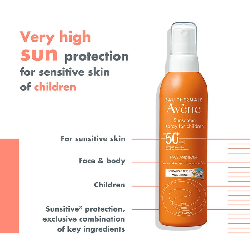 Avène Avene Sunscreen Spray For Children SPF 50+ 200ml - For Kids Sensitive Skin 5 Avène Avene Sunscreen Spray For Children SPF 50+ 200ml - For Kids Sensitive Skin - Image 3