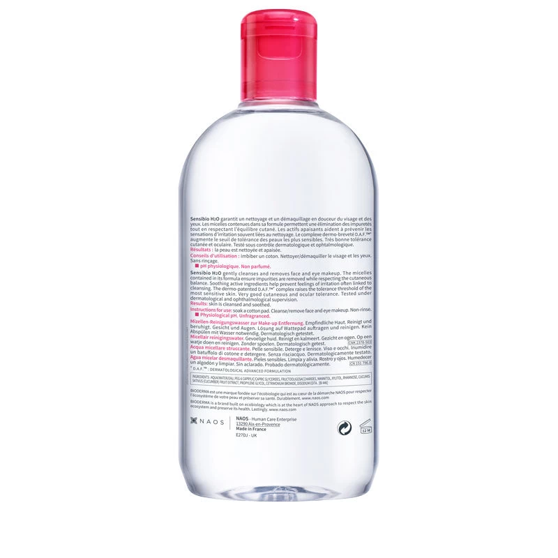 Bioderma Sensibio H2O Soothing Micellar Water Face Cleanser 500ml 9 Bioderma Sensibio H2O Soothing Micellar Water Face Cleanser 500ml - Image 7