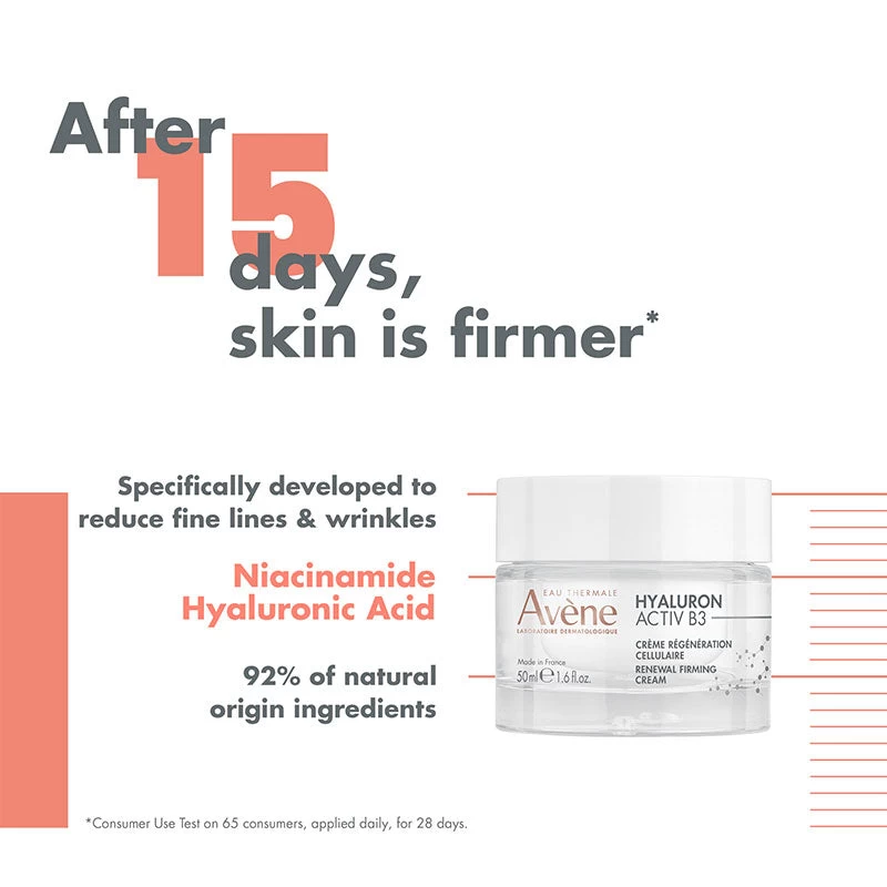 Avène Avene Hyaluron Activ B3 Renewal Firming Cream 50ml - Hyaluronic Acid & Niacinamide Day Cream 4 Avène Avene Hyaluron Activ B3 Renewal Firming Cream 50ml - Hyaluronic Acid & Niacinamide Day Cream - Image 2