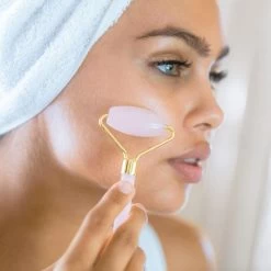 Ecococo Rose Quartz + Jade Crystal Face Roller -Famous Skin Care Store ecococo jade roller