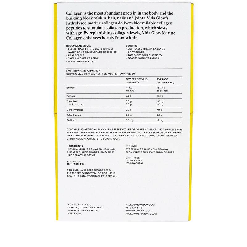 Vida Glow Pineapple Marine Collagen 30 X 3g Sachets 6 Vida Glow Pineapple Marine Collagen 30 X 3g Sachets - Image 4